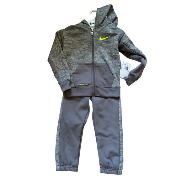 Nike Pre-School Kids Therma-FIT 2 Piece Set Fleece Full Zip Hoodie & Jogger sz 4 - Picture 1 of 9
